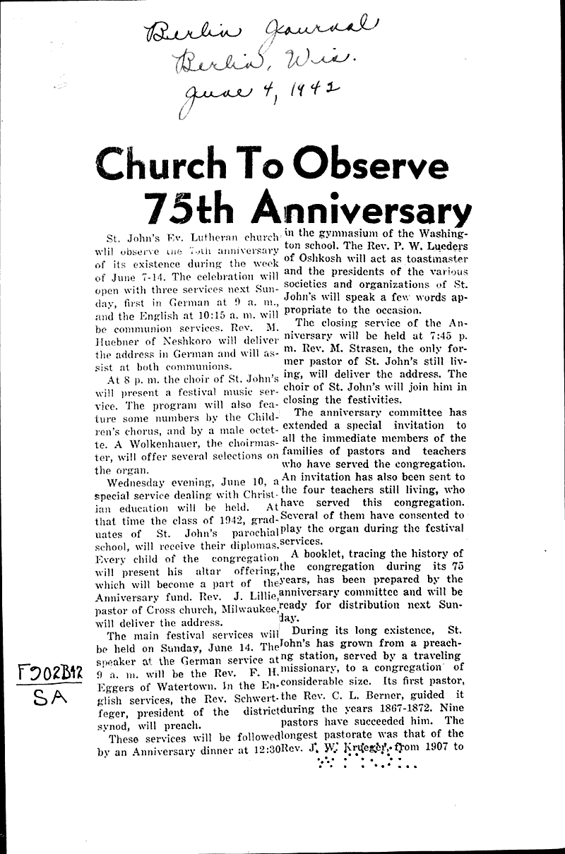  Source: Berlin Journal Topics: Church History Date: 1942-06-04