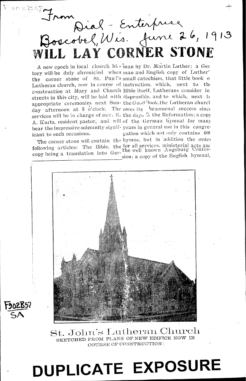  Source: Boscobel Dial-Enterprise Topics: Church History Date: 1913-06-26
