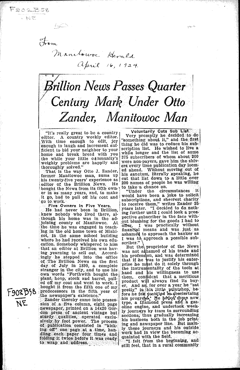  Source: Manitowoc Herald Topics: Industry Date: 1924-04-16
