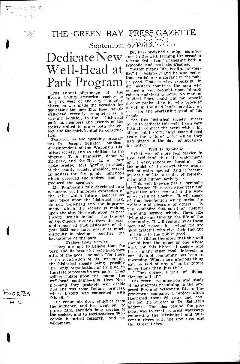 Source: Green Bay Press Gazette Date: 1933-09-08