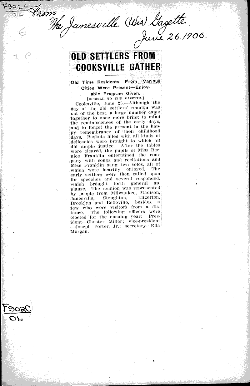 Source: Janesville Gazette Topics: Immigrants Date: 1906-06-26