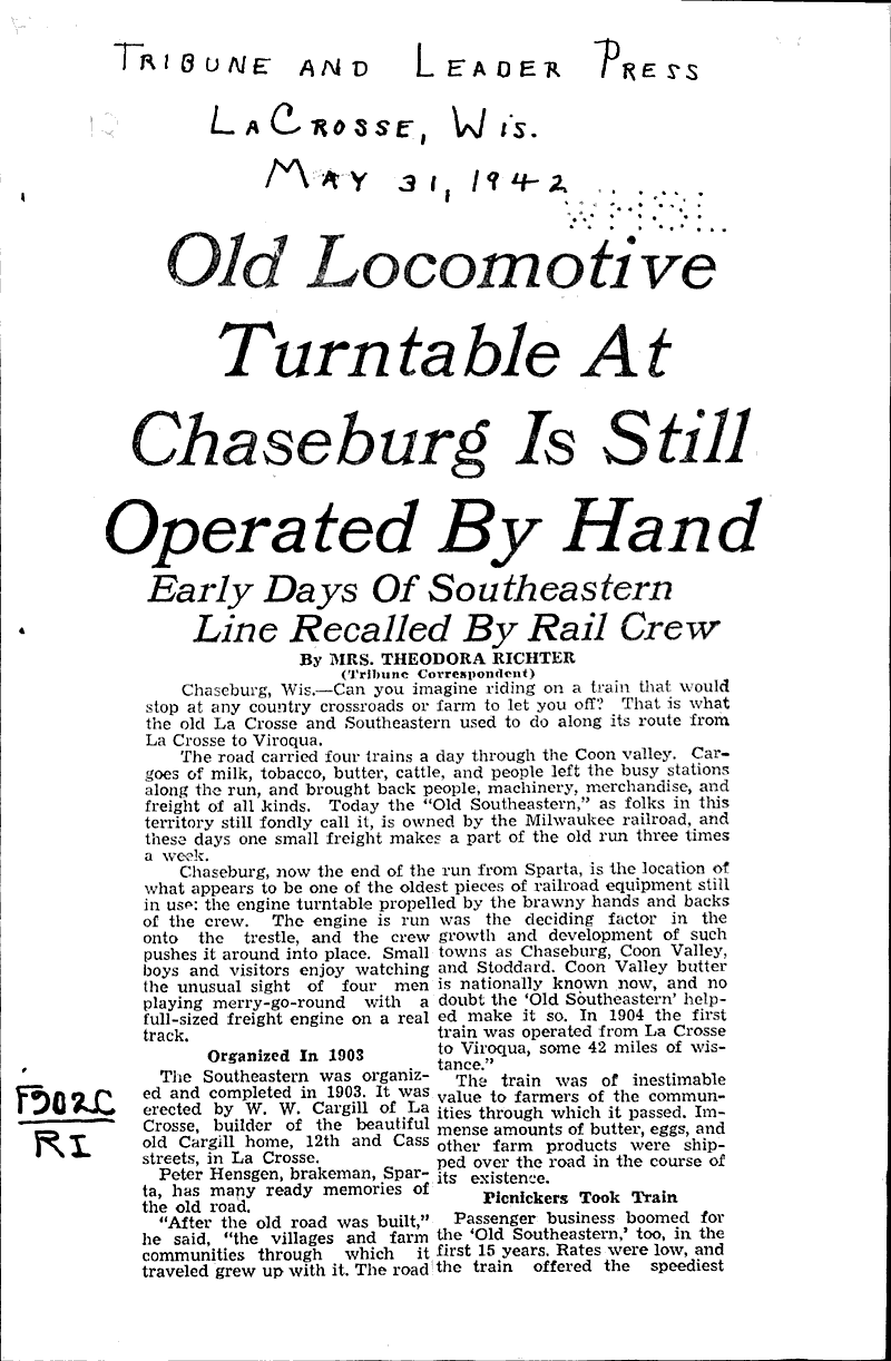  Source: La Crosse Tribune and Leader-Press Topics: Transportation Date: 1942-05-31