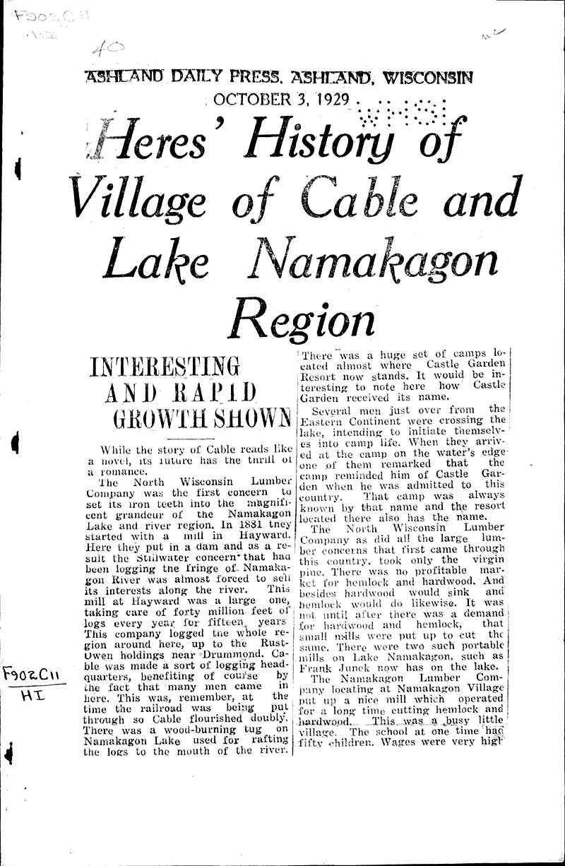  Source: Ashland Daily Press Date: 1929-10-03