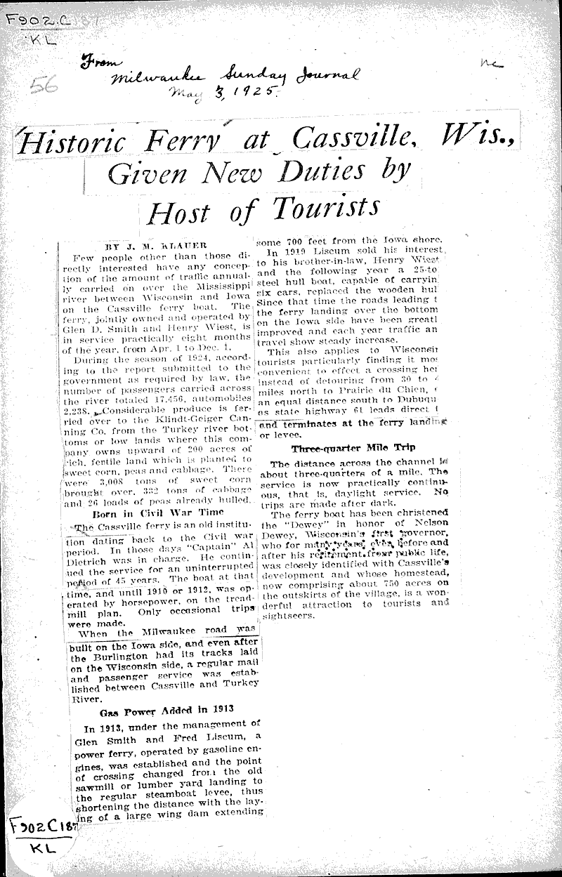  Source: Milwaukee Sunday Journal Date: 1925-05-03
