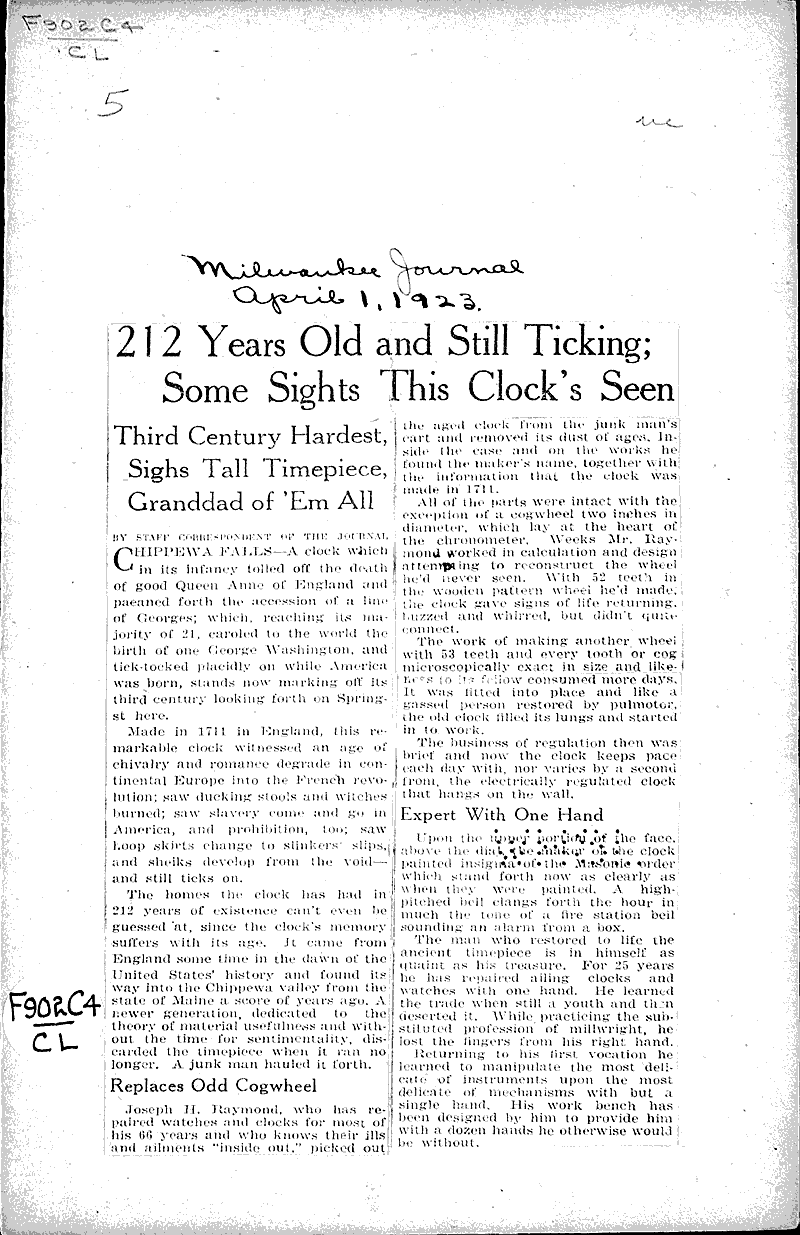  Source: Milwaukee Journal Date: 1923-04-01