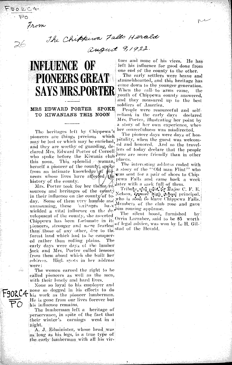  Source: Chippewa Herald Date: 1922-08-09