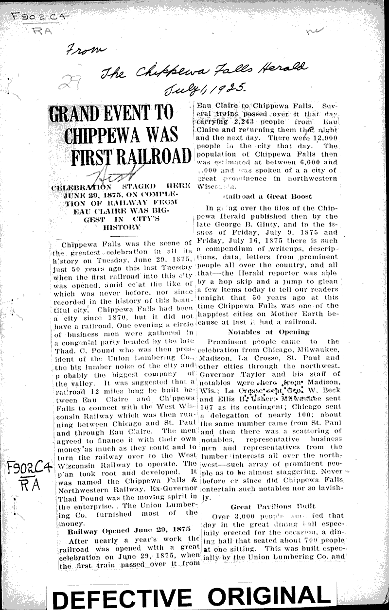  Source: Chippewa Herald Topics: Transportation Date: 1925-07-01
