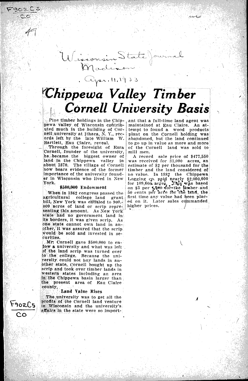  Source: Wisconsin State Journal Date: 1933-04-11