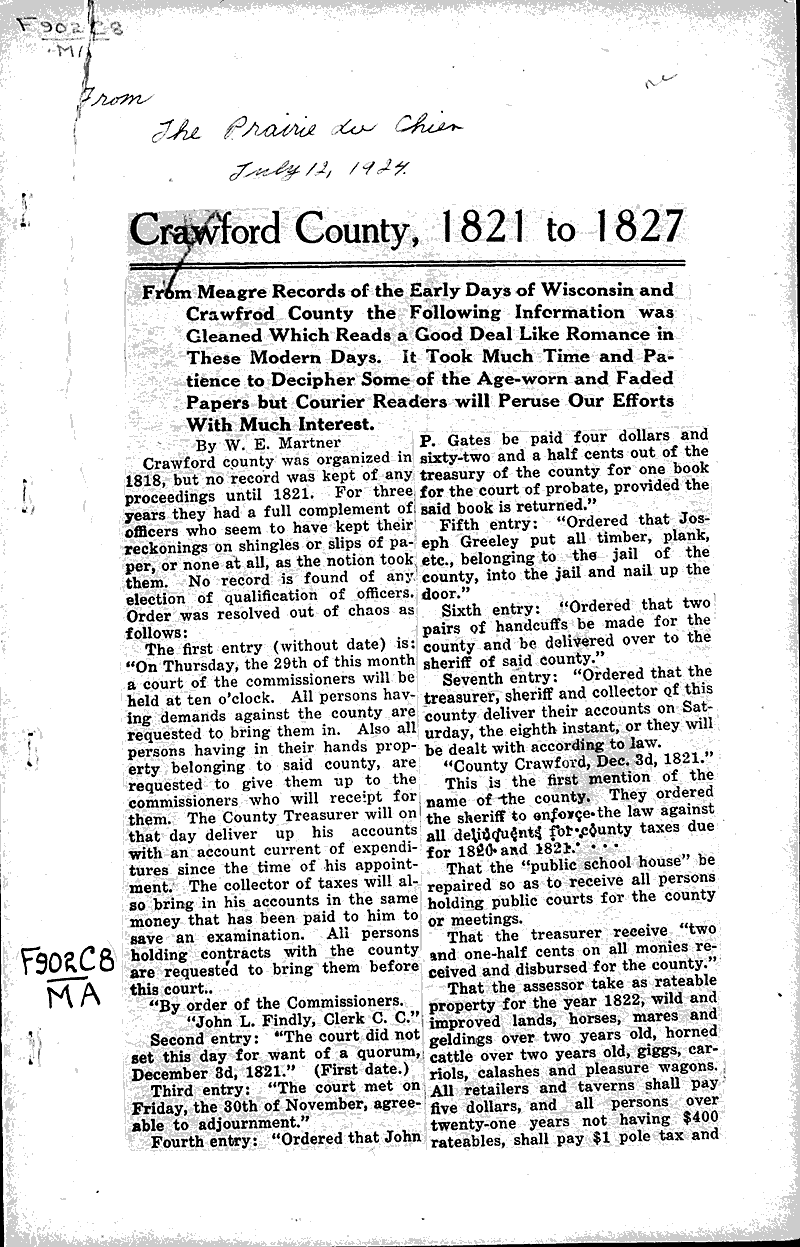  Source: Prairie du Chien Courier Date: 1924-07-12