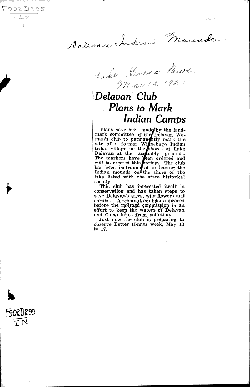  Source: Lake Geneva News Topics: Indians and Native Peoples Date: 1925-03-19