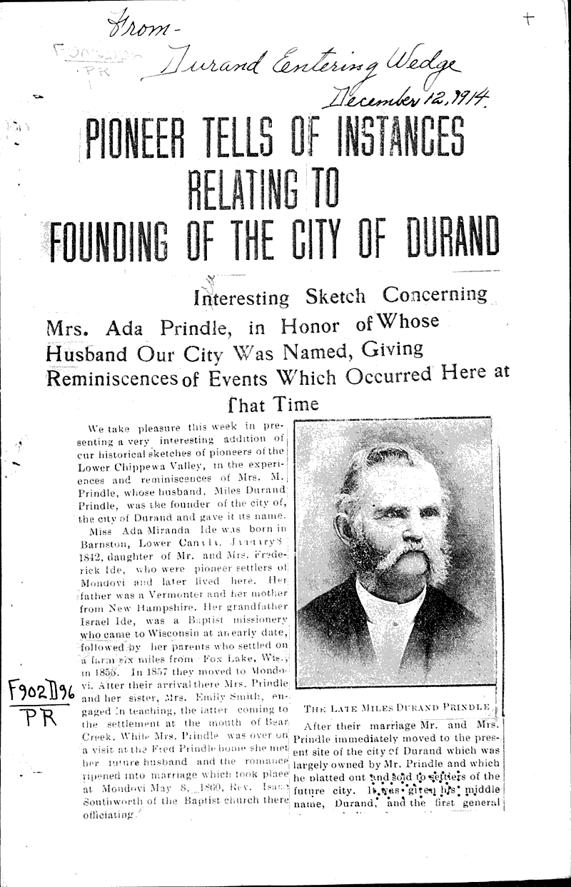  Source: Durand Entering Wedge Topics: Government and Politics Date: 1914-12-12