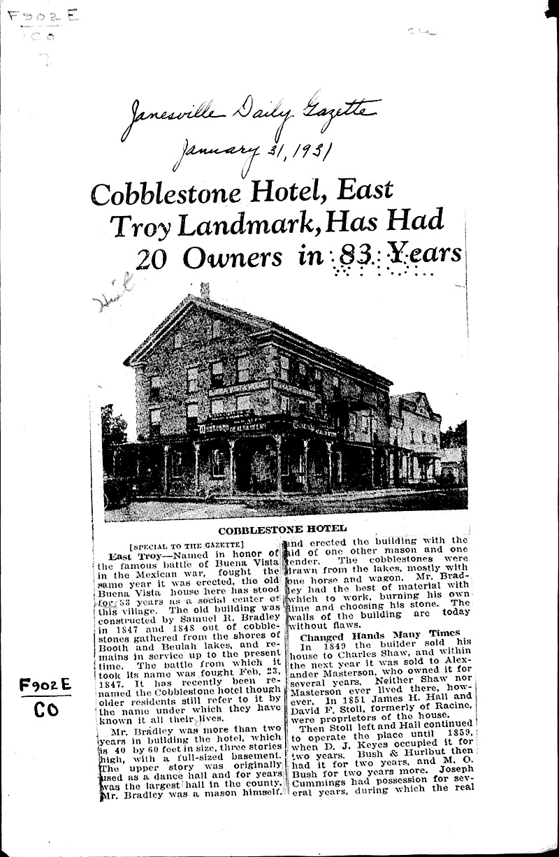  Source: Janesville Daily Gazette Topics: Architecture Date: 1931-01-31