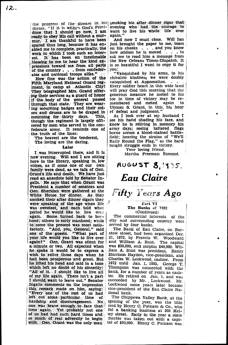  Source: Eau Claire Telegram Topics: Civil War Date: 1935-08-03