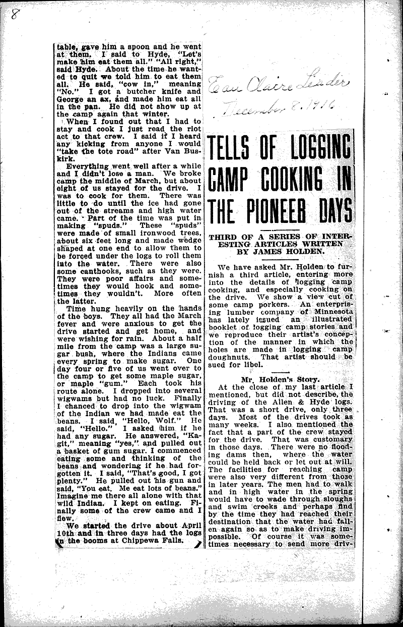  Source: Eau Claire Telegram Topics: Civil War Date: 1916-11-10