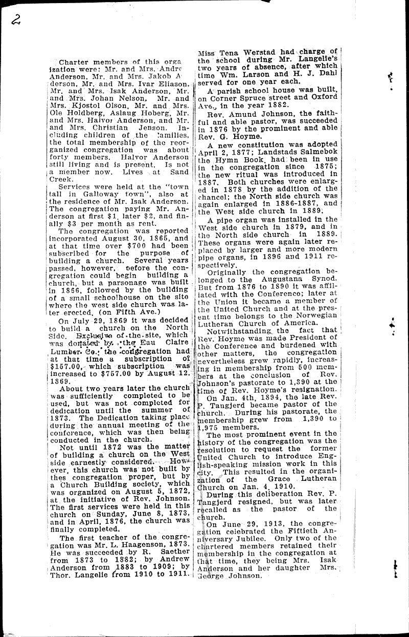  Source: Eau Claire Telegram Topics: Church History Date: 1925-06-30