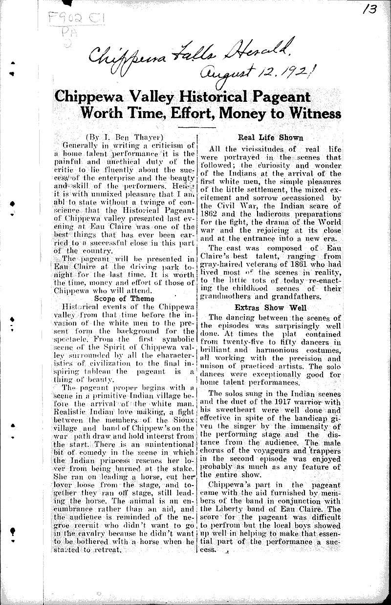  Source: Chippewa Herald Date: 1921-08-12