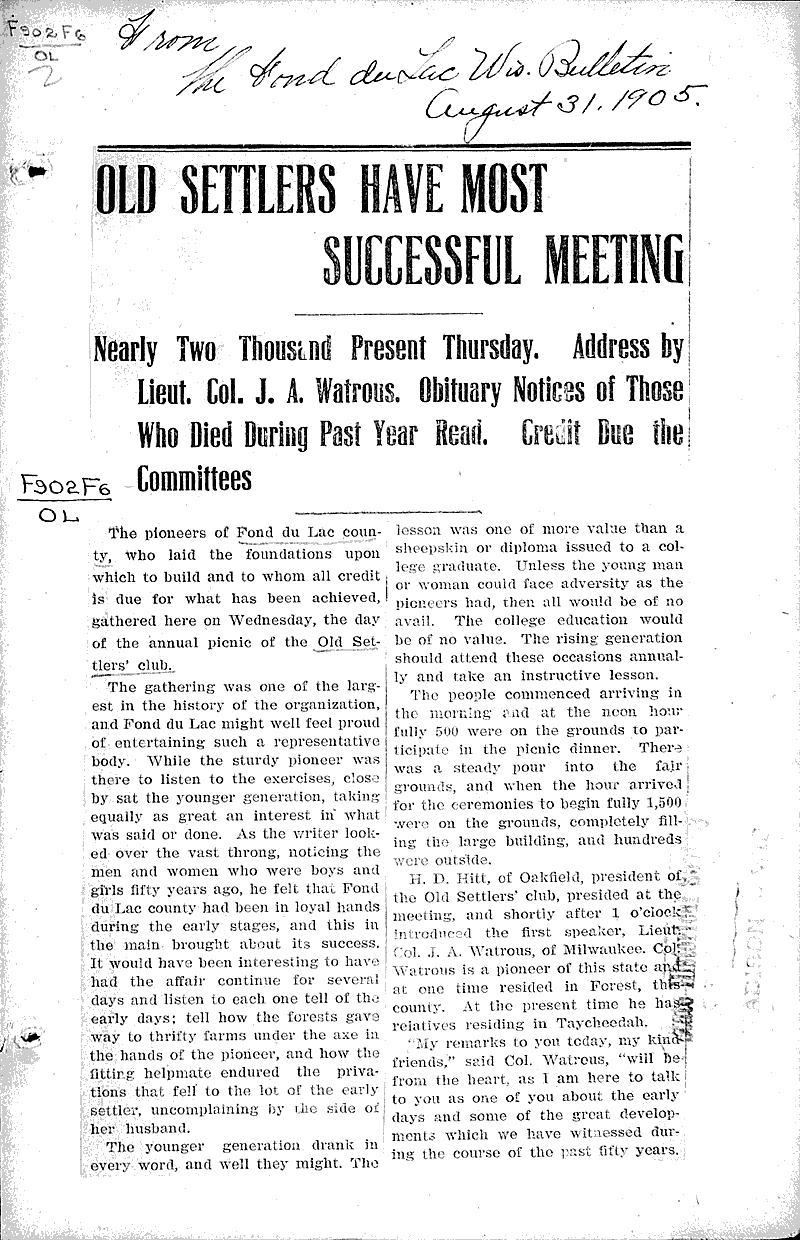  Source: Fond du Lac Bulletin Topics: Social and Political Movements Date: 1905-08-31
