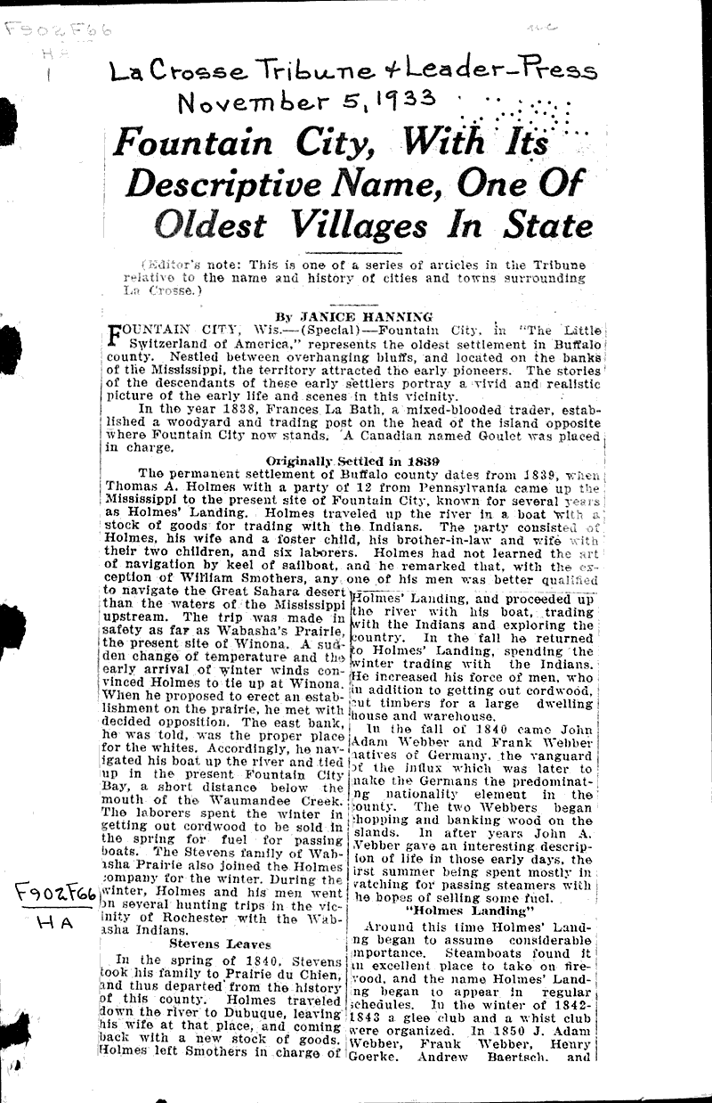  Source: La Crosse Tribune and Leader-Press Date: 1933-11-05