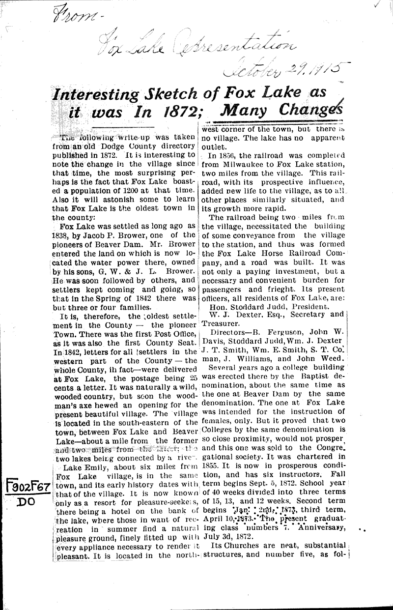  Source: Fox Lake Representative Date: 1915-10-29
