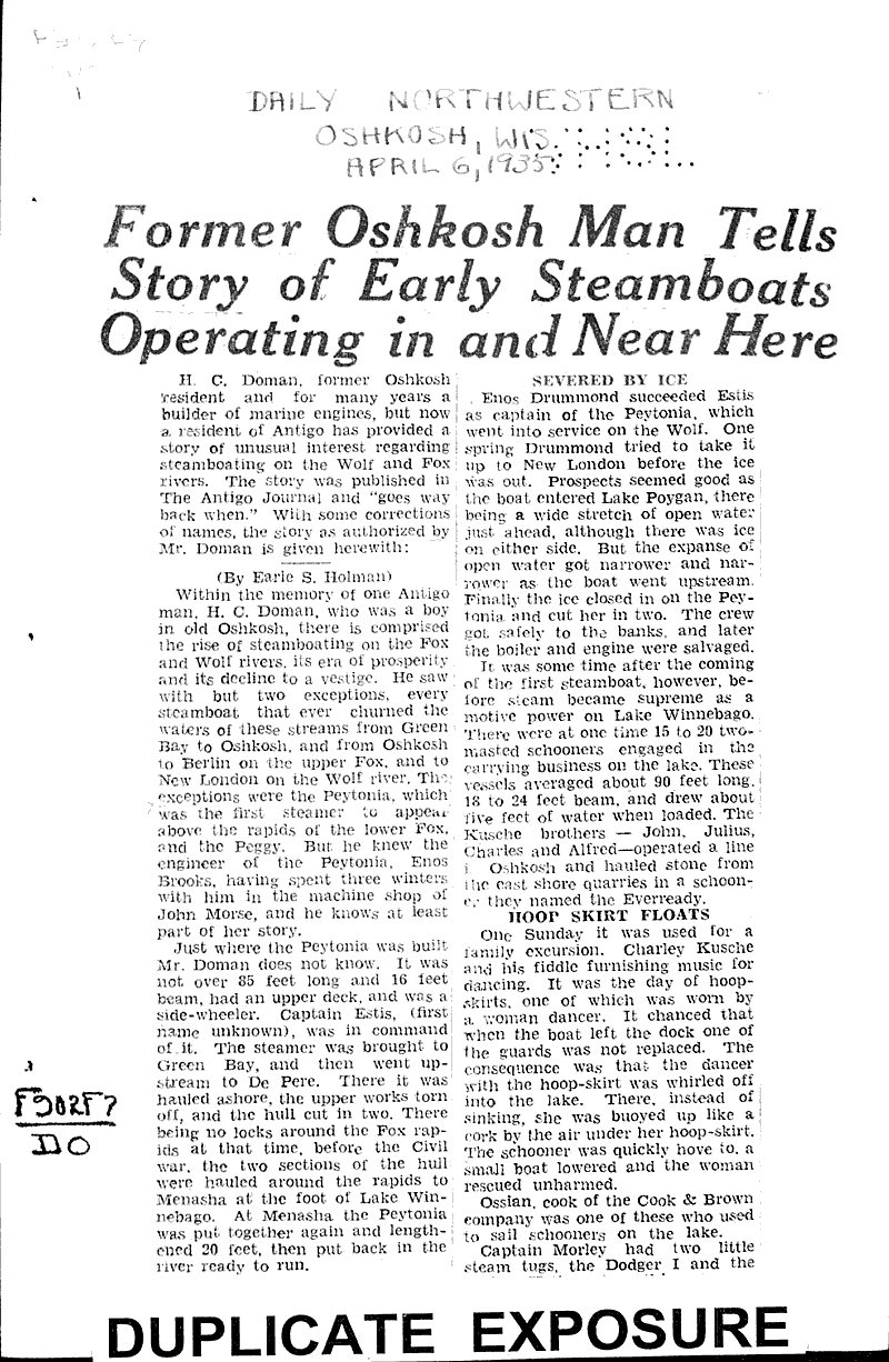  Source: Oshkosh Daily Northwestern Topics: Transportation Date: 1935-04-06
