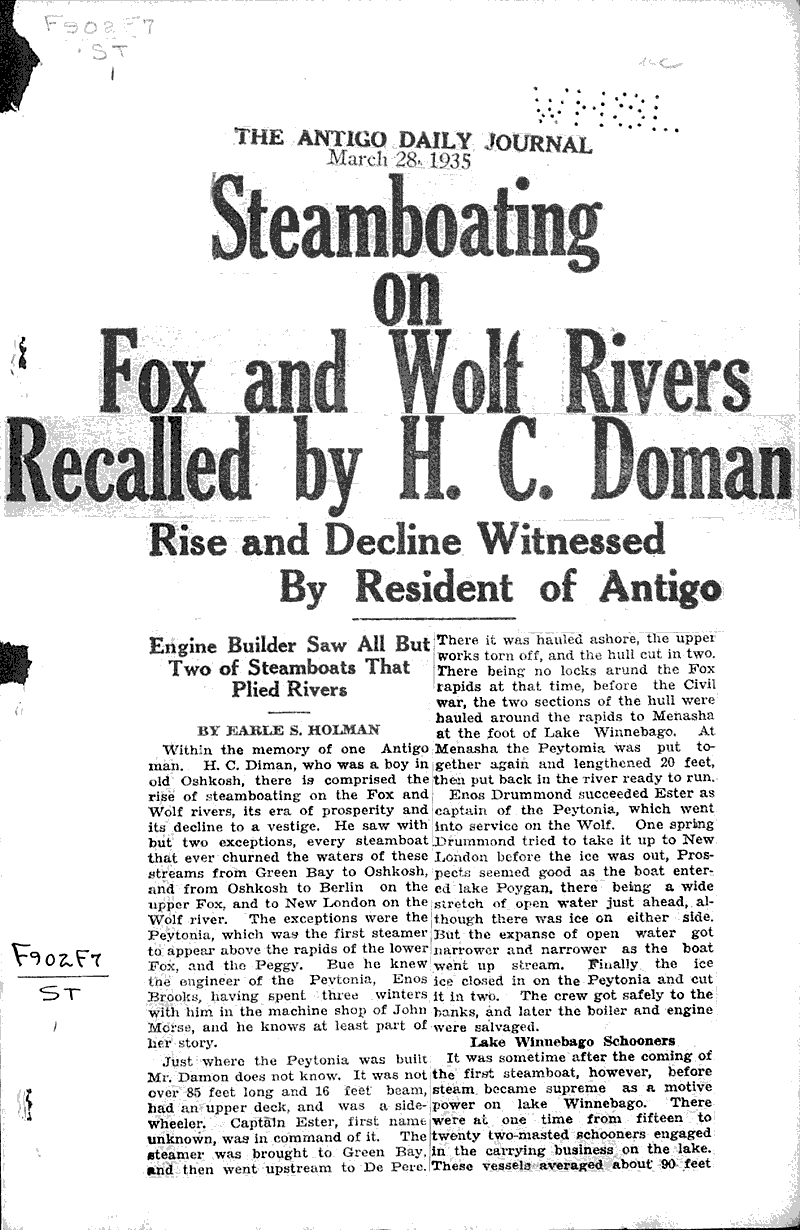  Source: Antigo Daily Journal Topics: Transportation Date: 1935-03-28