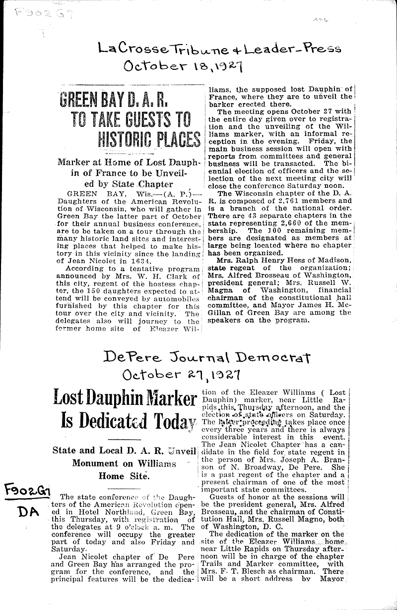  Source: La Crosse Tribune and Leader-Press Topics: Social and Political Movements Date: 1927-10-18