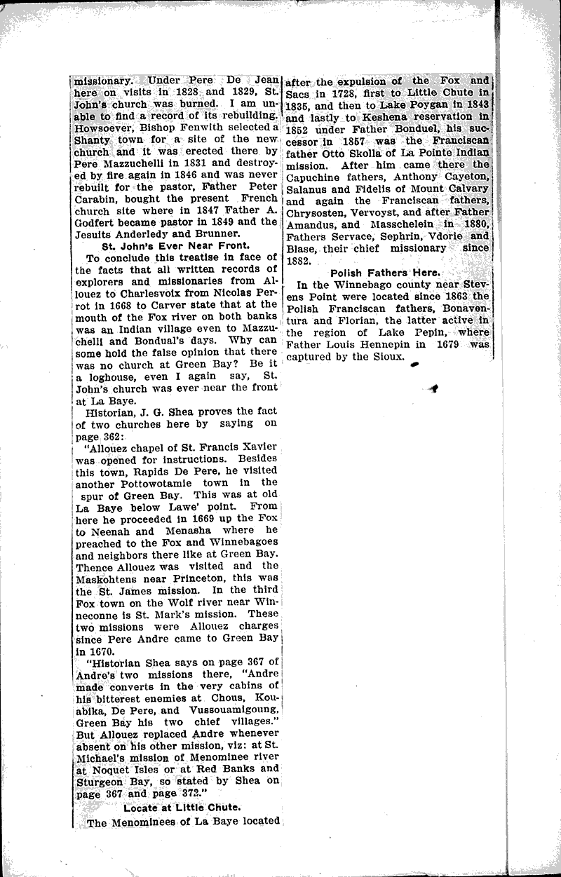 Source: Green Bay Gazette Topics: Church History Date: 1910-02-11