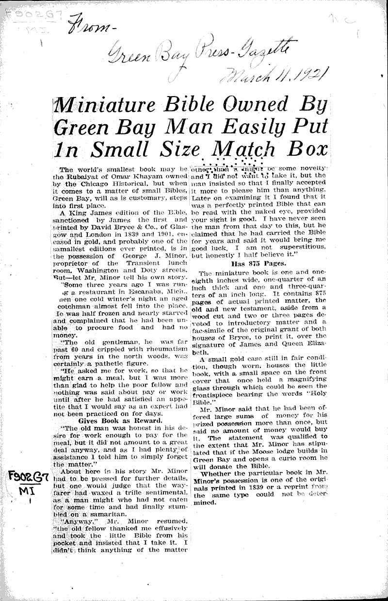  Source: Green Bay Press Gazette Date: 1921-03-11