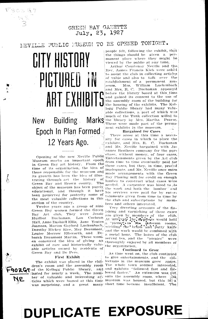  Source: Green Bay Gazette Topics: Architecture Date: 1927-07-23