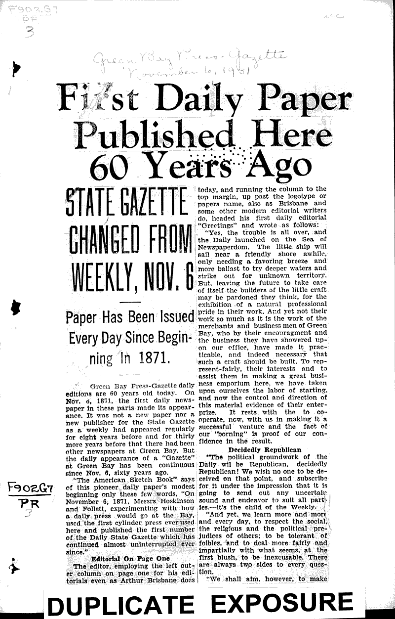  Source: Green Bay Press Gazette Date: 1931-11-06