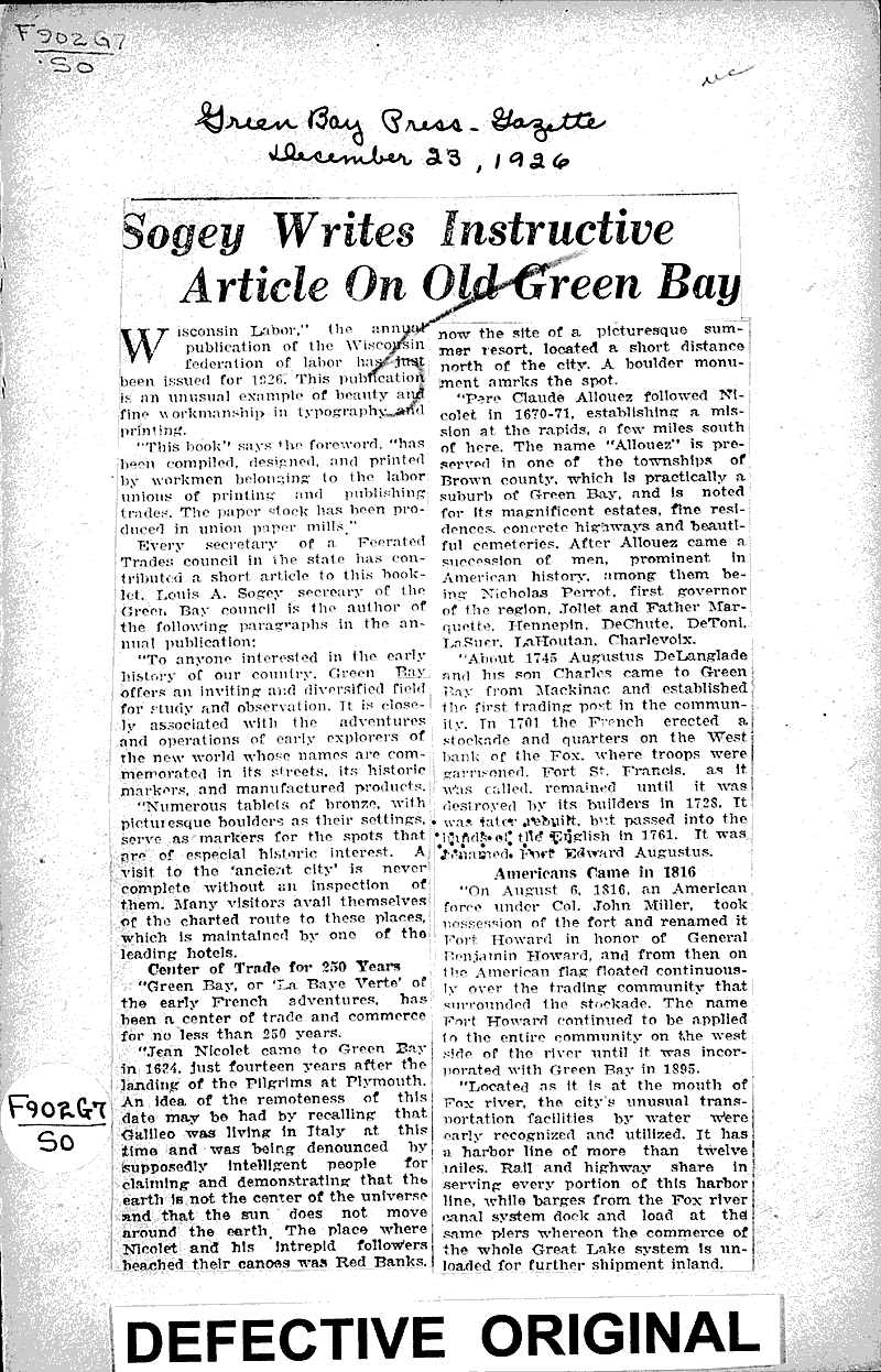  Source: Green Bay Press Gazette Date: 1926-12-23