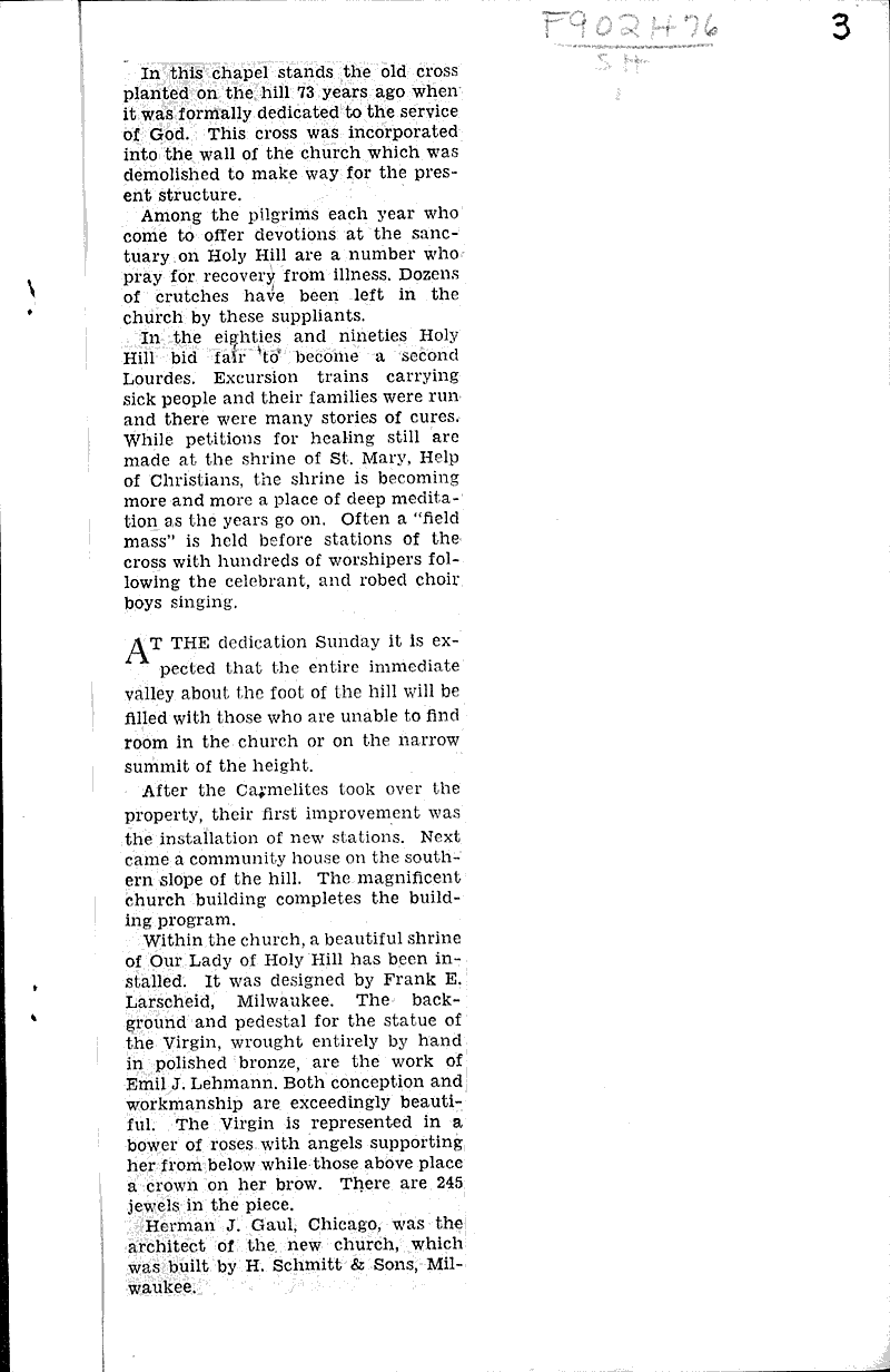  Source: Milwaukee Journal Topics: Church History Date: 1931-07-12