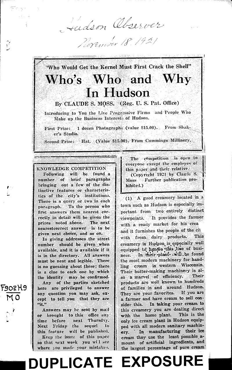  Source: Hudson Star-Observer Date: 1921-11-18