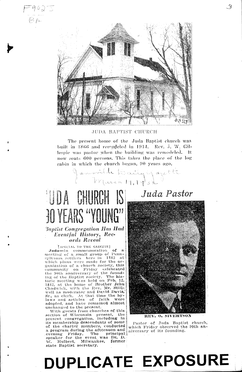 Source: Monroe Evening Times Topics: Church History Date: 1932-03-18