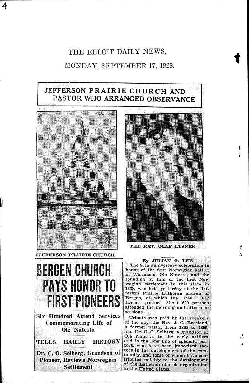  Source: Clinton Times-Observer Topics: Church History Date: 1928-09-14