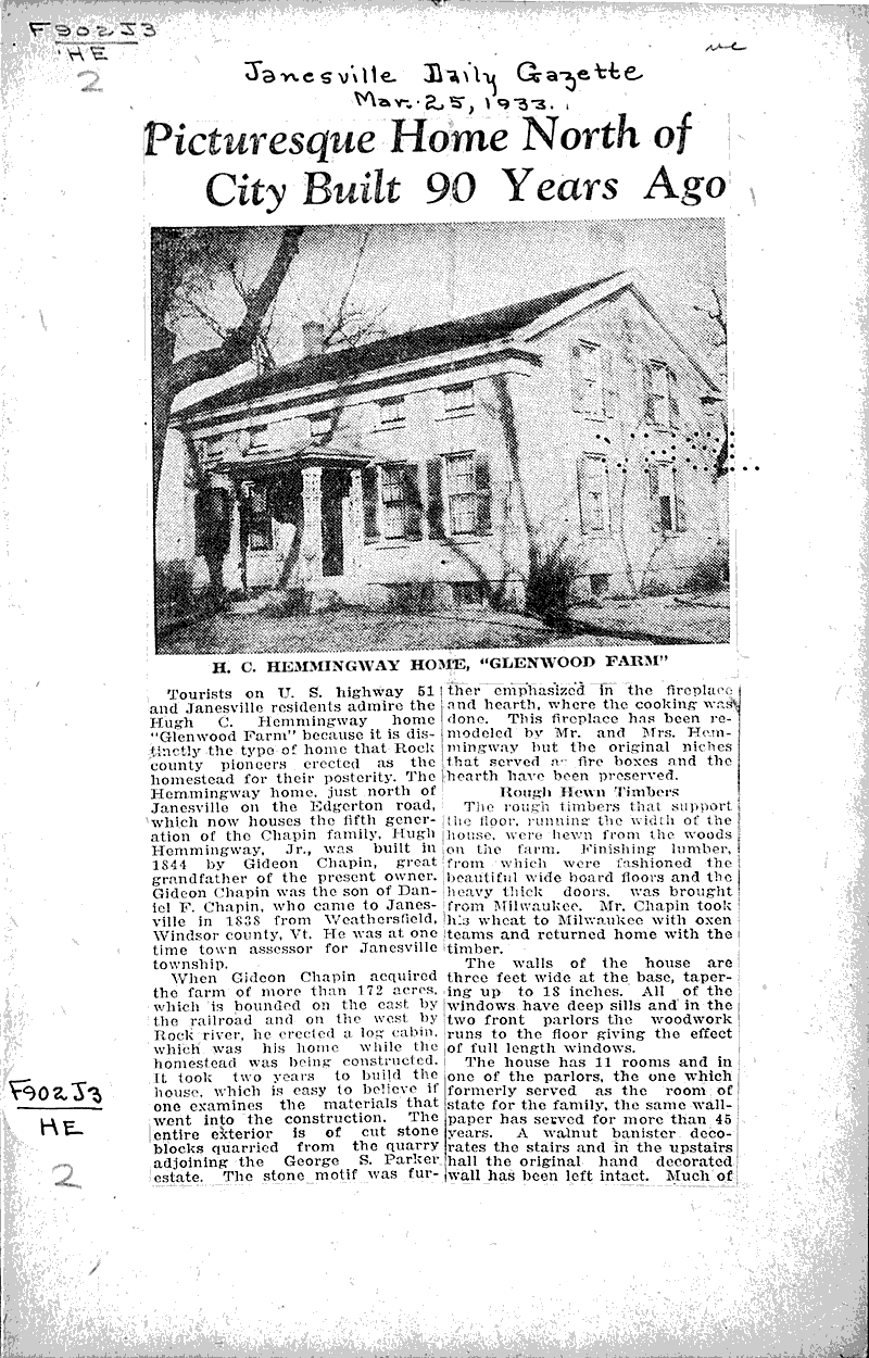  Source: Janesville Daily Gazette Topics: Architecture Date: 1933-03-25