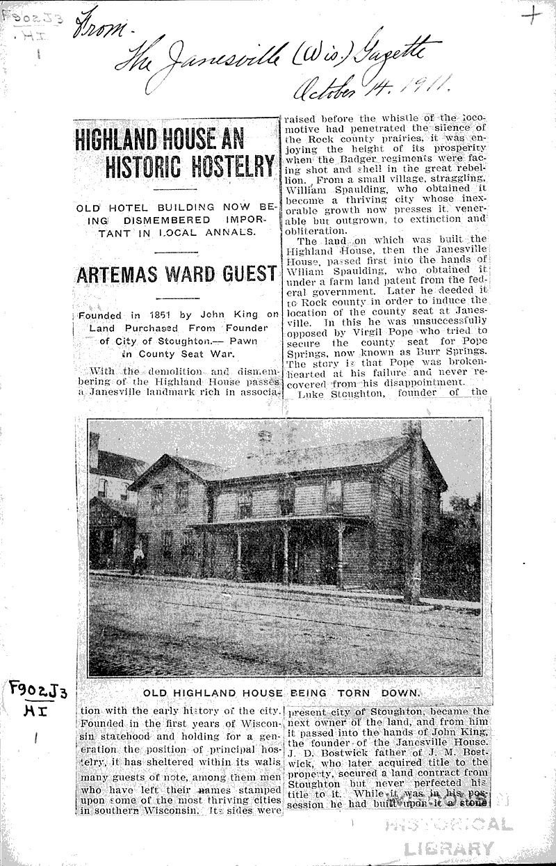  Source: Janesville Gazette Topics: Architecture Date: 1911-10-14
