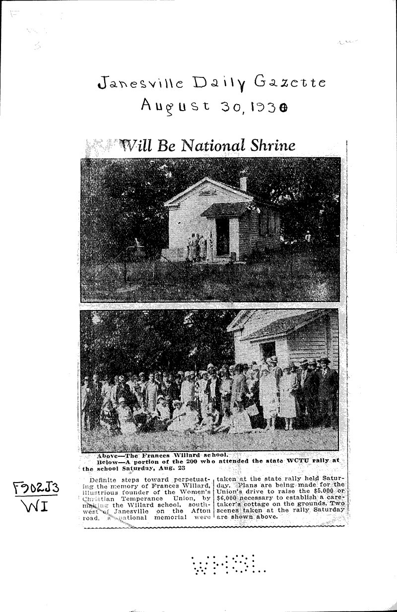  Source: Janesville Daily Gazette Topics: Architecture Date: 1930-08-30
