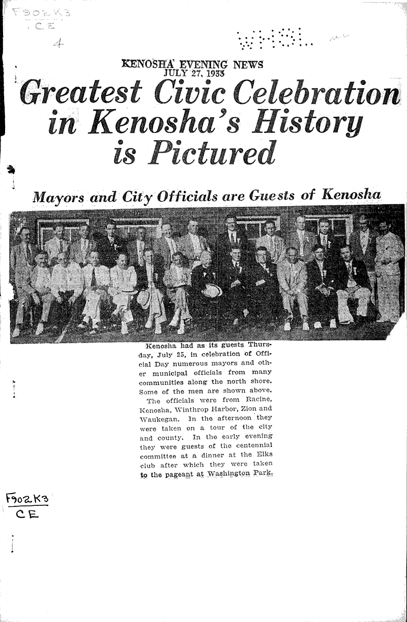  Source: Kenosha Evening News Date: 1933-07-27