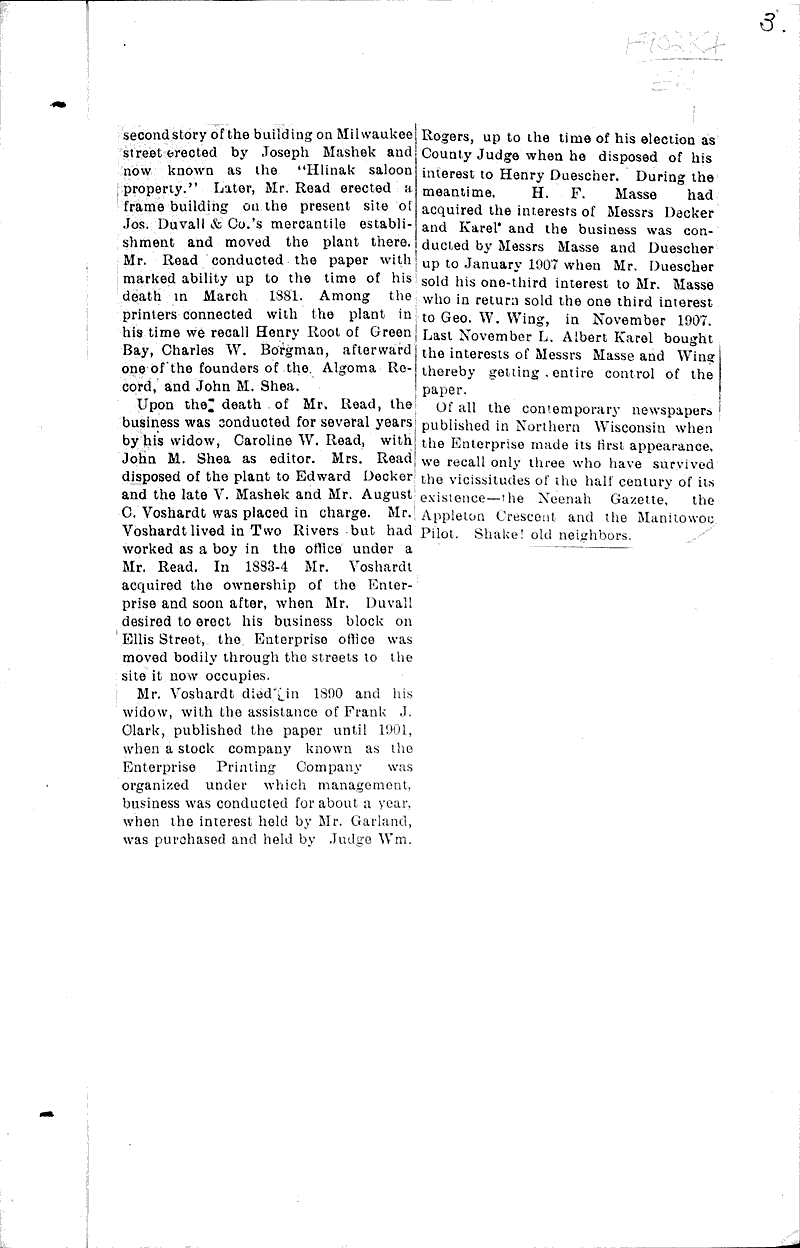  Source: Kewaunee Enterprise Topics: Industry Date: 1909-06-18