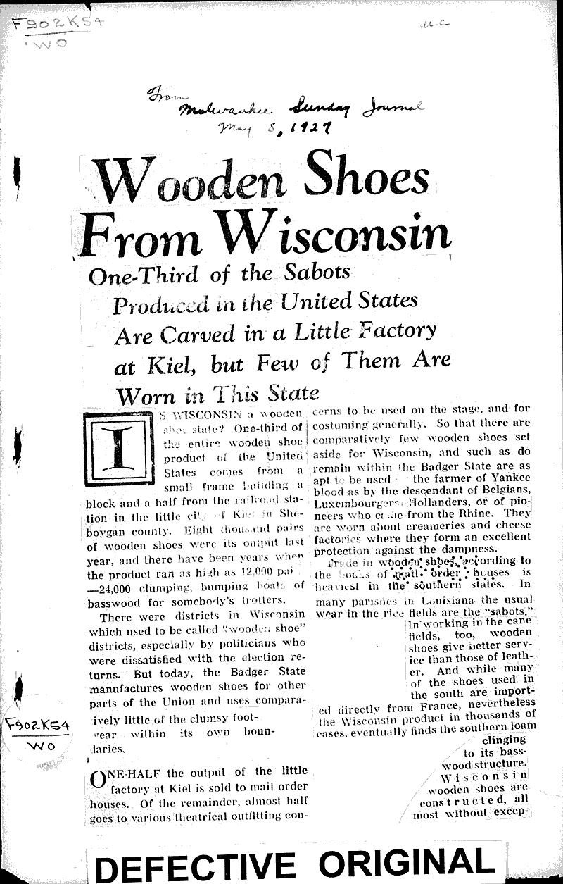  Source: Milwaukee Sunday Journal Topics: Industry Date: 1927-05-08