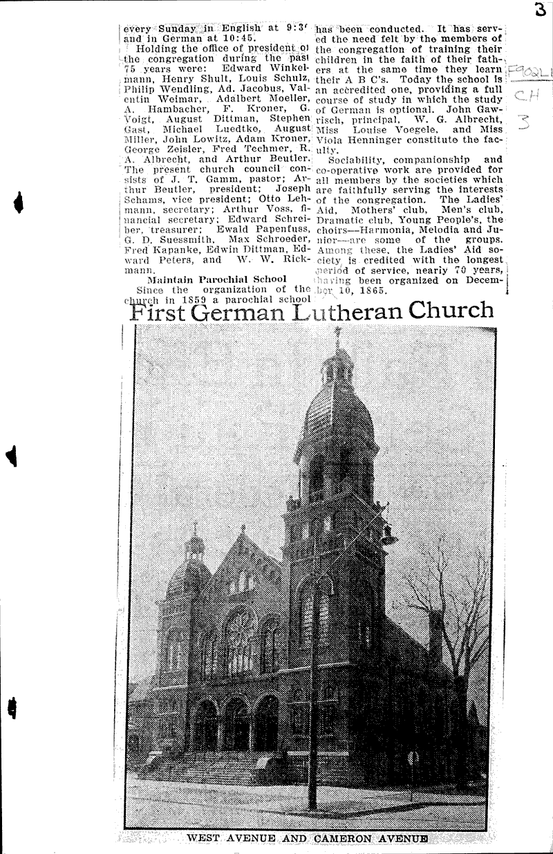  Source: La Crosse Tribune and Leader-Press Topics: Church History Date: 1934-01-30