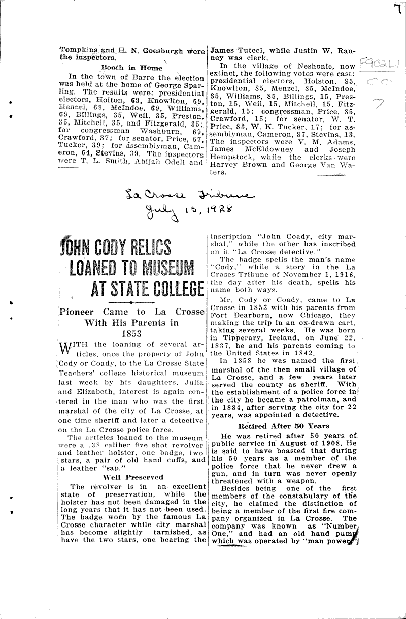  Source: La Crosse Tribune Topics: Government and Politics Date: 1926-11-07