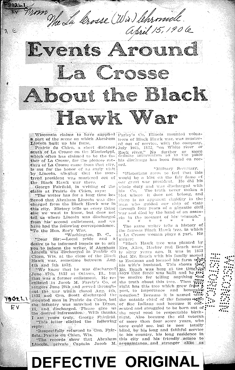  Source: La Crosse Chronicle Topics: Wars Date: 1906-04-15
