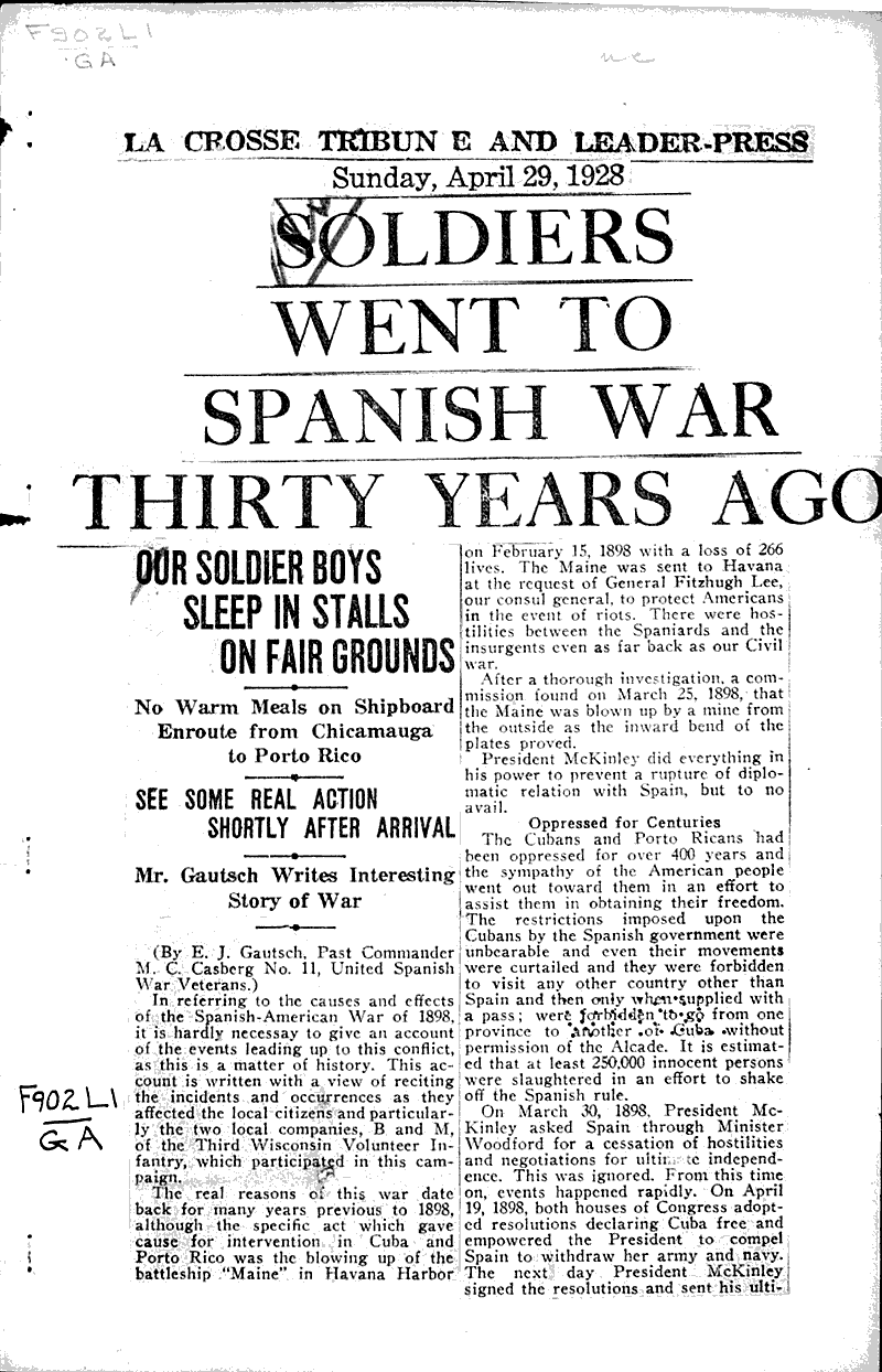  Source: La Crosse Tribune and Leader-Press Topics: Wars Date: 1928-04-29