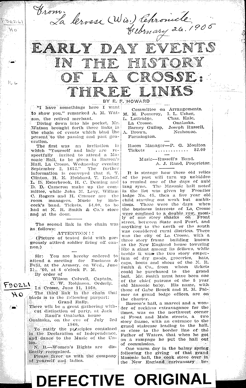  Source: La Crosse Chronicle Topics: Social and Political Movements Date: 1905-02-26