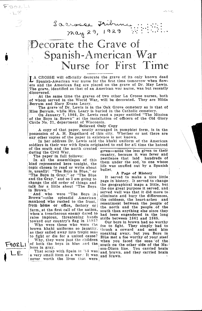  Source: La Crosse Tribune Topics: Wars Date: 1929-05-29