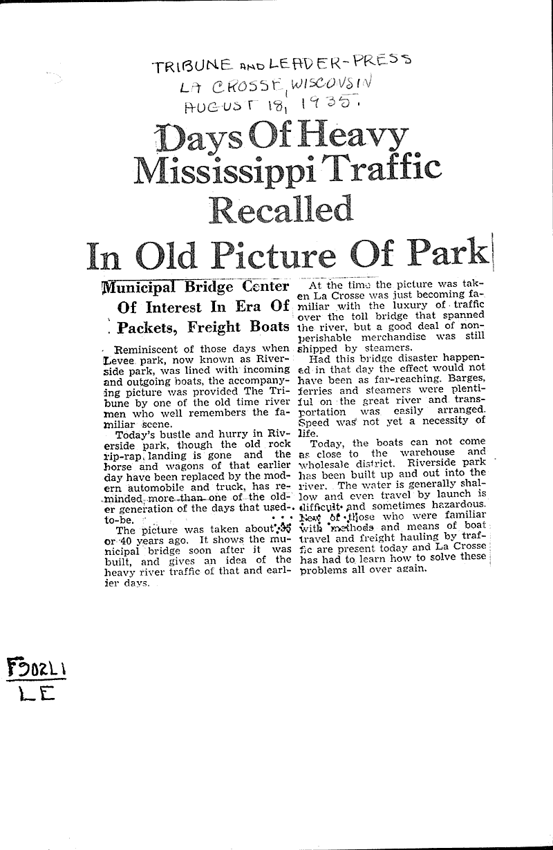  Source: La Crosse Tribune and Leader-Press Topics: Transportation Date: 1935-08-18