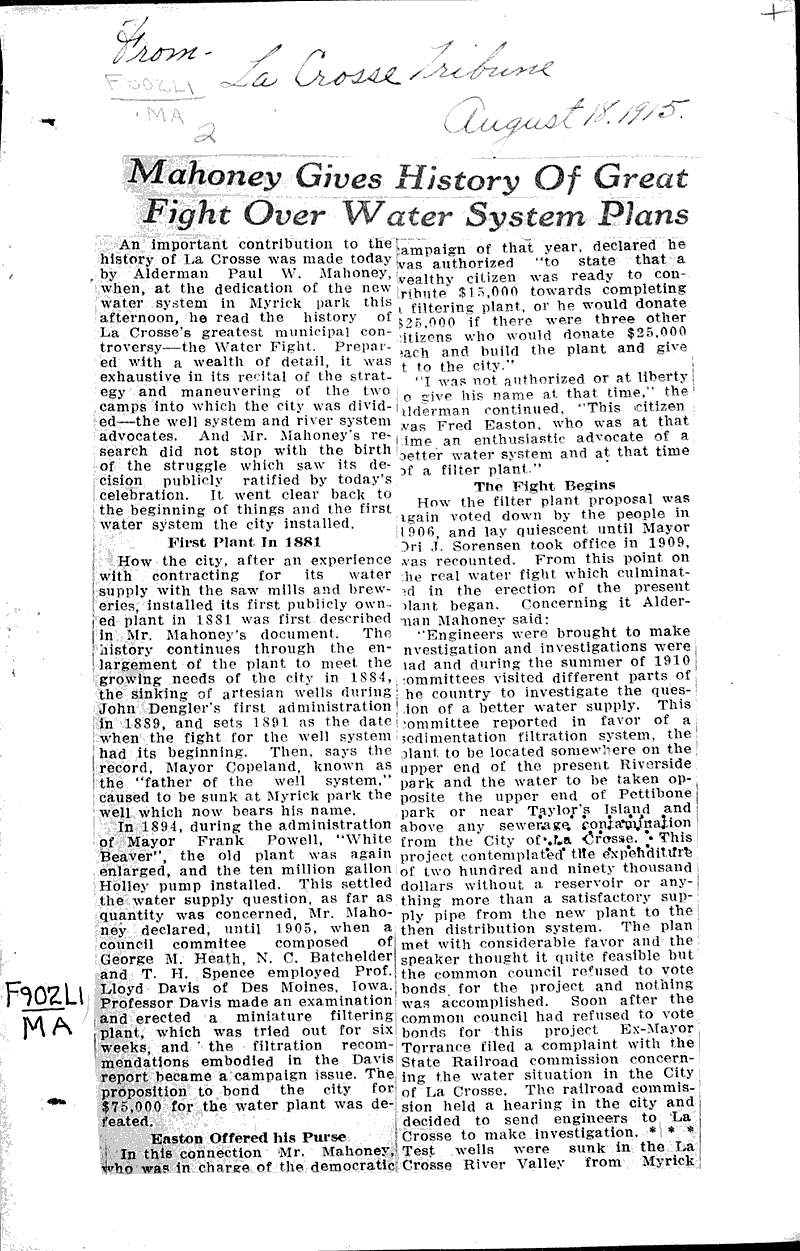  Source: La Crosse Tribune Topics: Government and Politics Date: 1915-08-18