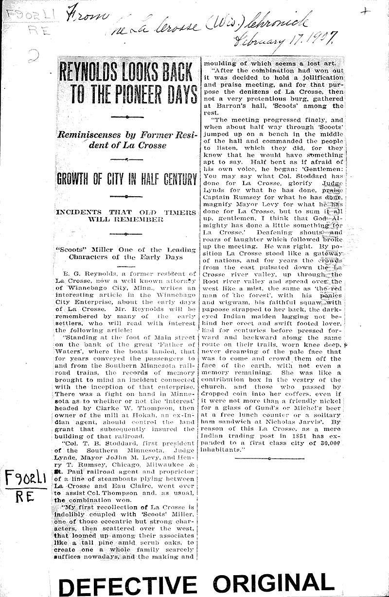  Source: La Crosse Chronicle Topics: Government and Politics Date: 1907-02-17